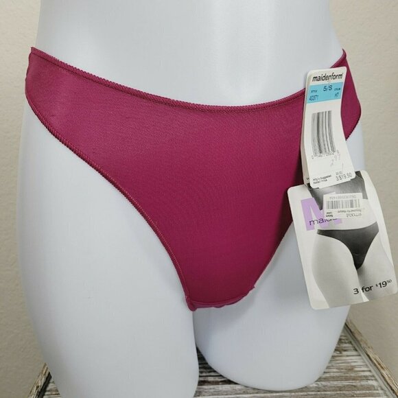 Vintage Maidenform Thong Panty Second Skin Sz 5/Sm Cranberry Red VHTF Smooth NWT - Picture 5 of 8